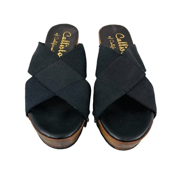 CALLISTO OF CALIFORNIA Black Platform Slip On Open Toe Shoes Women’s Size 7 - Picture 4 of 7